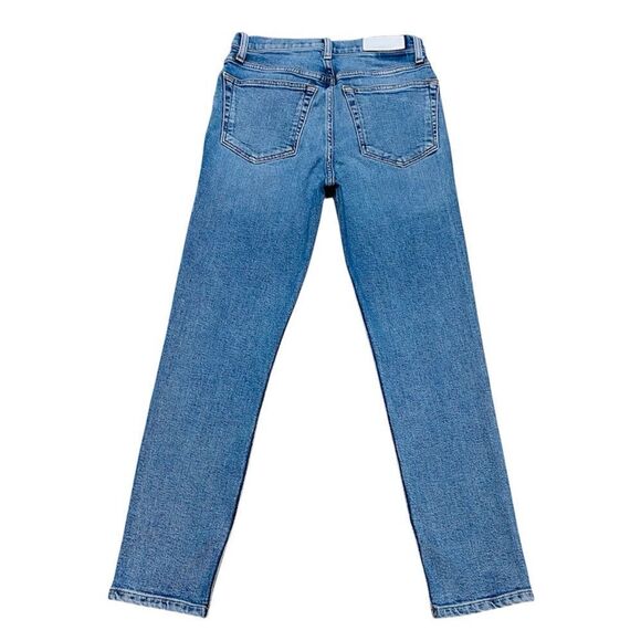RE/DONE Stretch High Rise Straight Leg Jeans 27x28 Mid 90s Wash USA - Picture 3 of 14